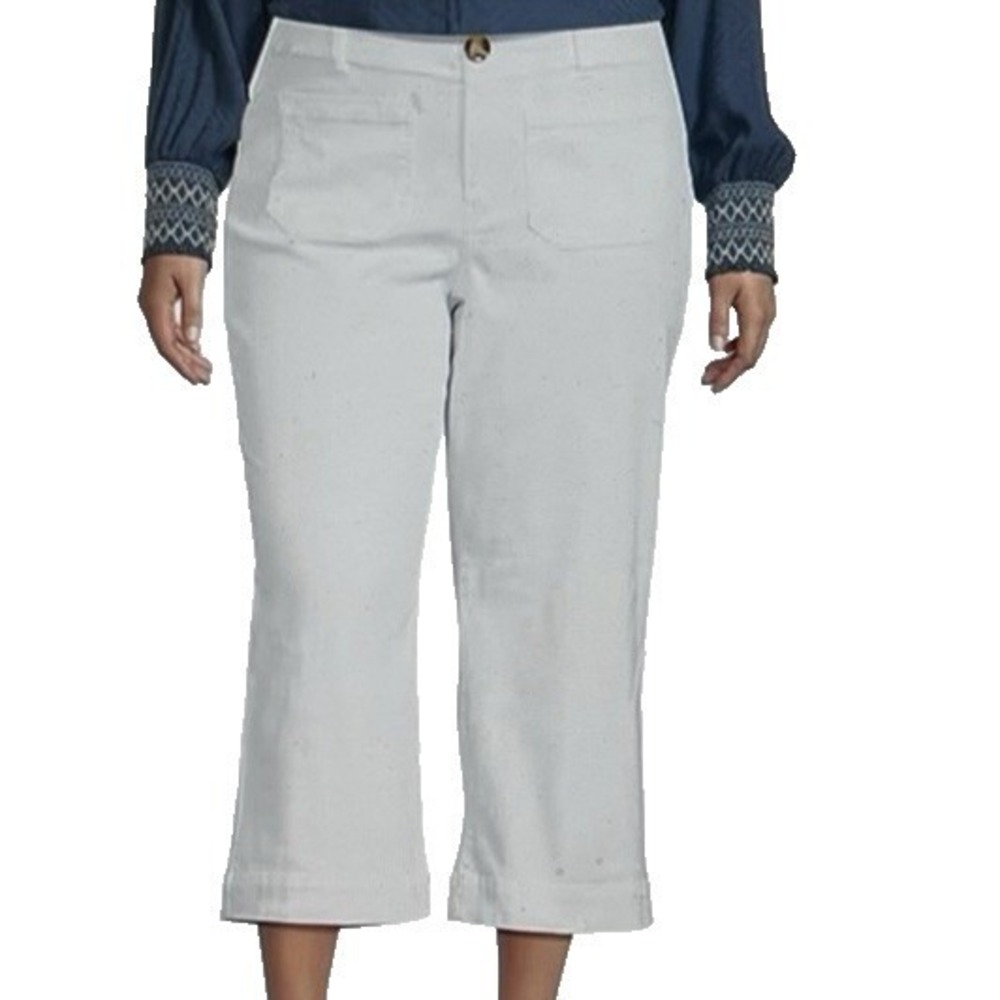 Nurture by Westbound Women's Pants Plus Size 24W Wide Leg Pockets White A76